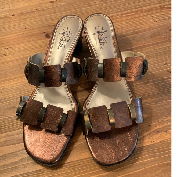 Life Stride Bronze Block heel sandals size 9.5 - Picture 2 of 5